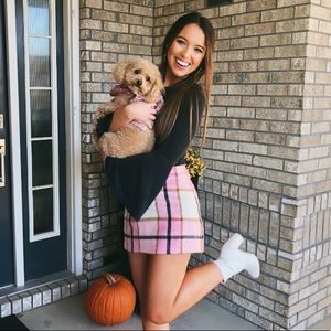Pink Plaid Wool Skirt